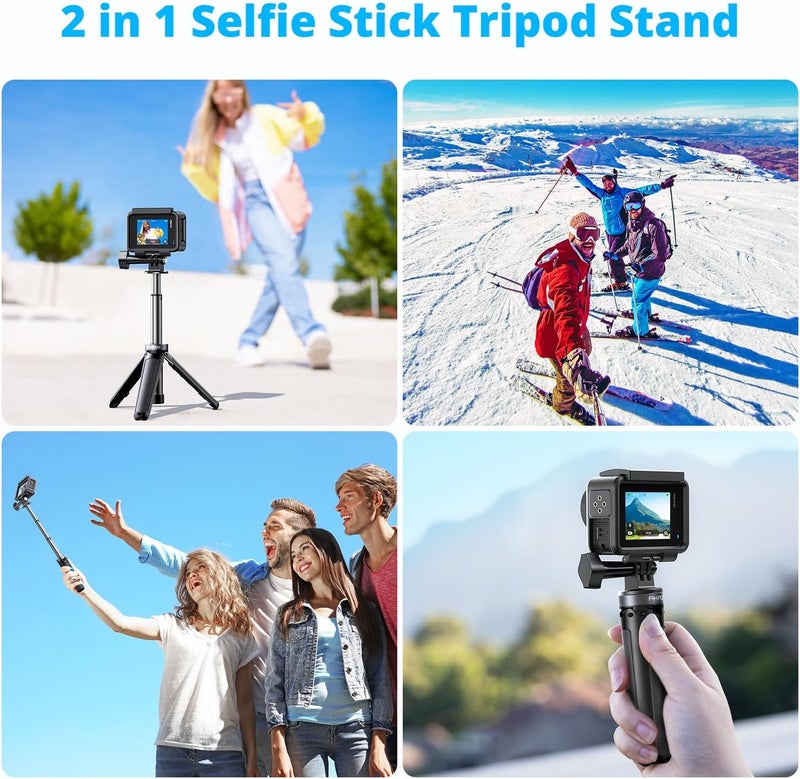Akaso Mini Selfie Stick Tripod Lightweight Extension for Shooting Video Vlog Accessories Compatible with Action Camera EK7000/Brave 4/Brave 7 LE/Brave 7/GoPro Hero12/11/10/ 9/Max/DJI Osmo Action - Image 5